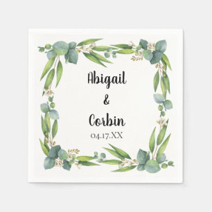 Serviettes Jetables Cadre moderne chic Eucalyptus Personnalisé