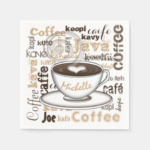 Serviettes Jetables Café autour du nom du monde