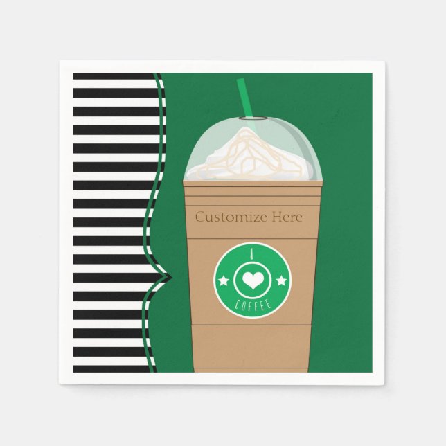 Serviettes Jetables Café Frap Moderne Chic Cute Anniversaire Fête (Devant)