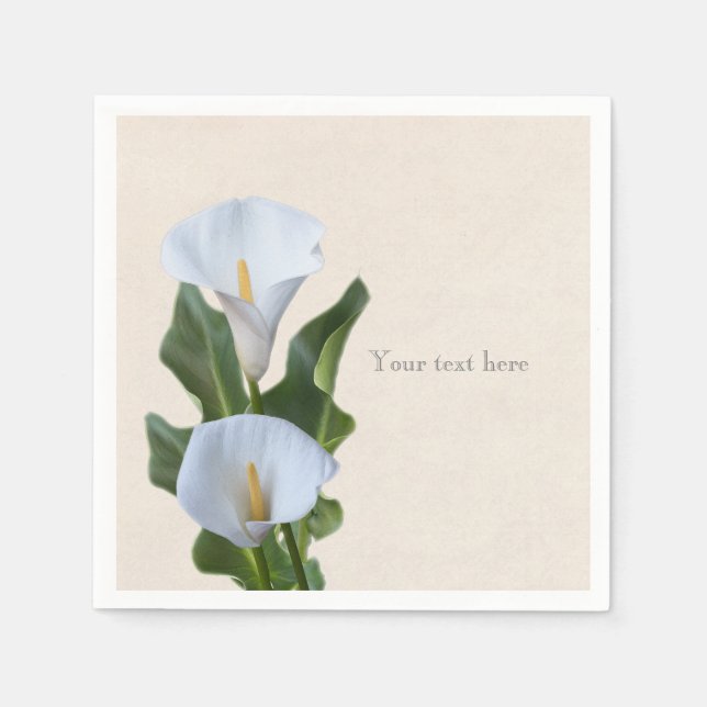 Serviettes Jetables Calla Lily Fleurs Floral Élégant Mariage nuptial (Devant)
