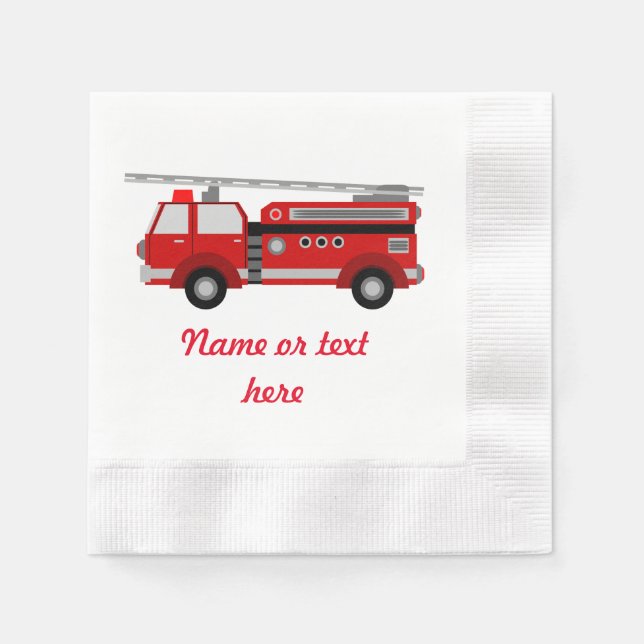 Serviettes Jetables Camion Red Fire avec texte (Devant)