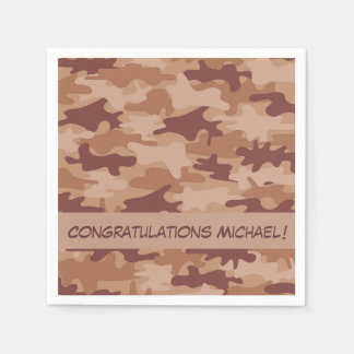 Serviettes Jetables Camouflage Tan Brown Nom Félicitations