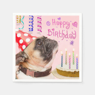 Serviettes Jetables Carlin de partie et gâteau d'anniversaire