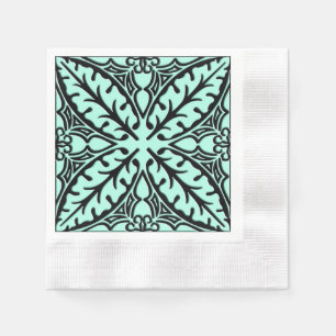 Serviettes Jetables Carreaux marocains - bleu aqua et noir