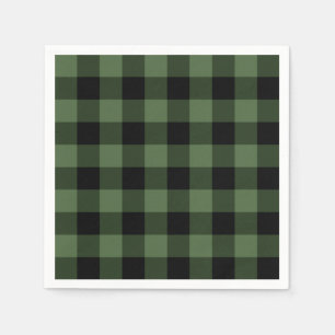 Serviettes Jetables Carreaux vert et noir