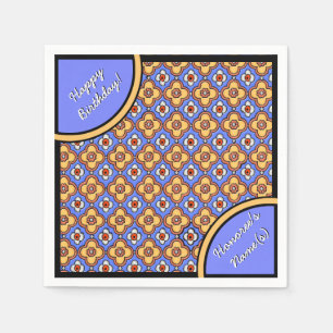 Serviettes Jetables Carrelage gothique Motif - Bleu jaune orange