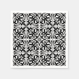 Serviettes Jetables Carrelage marocain - blanc avec arrière - plan noi