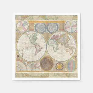 Serviettes Jetables Carte de voyage antique vintage Géographie du mond