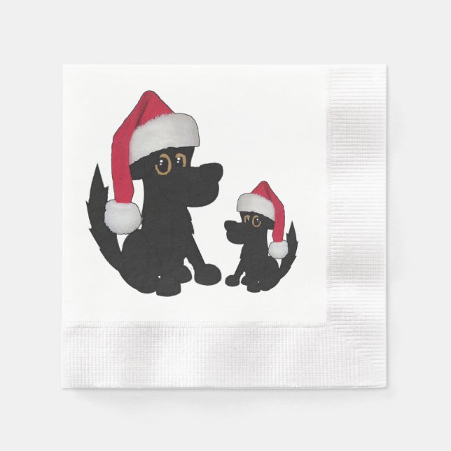 Serviettes Jetables Casquette de Noël Doggie (Devant)