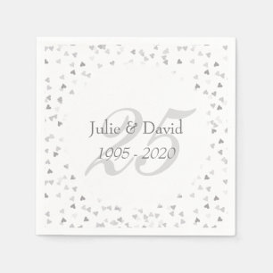 Serviettes Jetables Célébration de 25 ans de mariage - Confettis de co