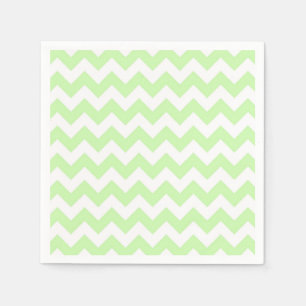Serviettes Jetables Celery Green, White Chevron Zig Zag Pattern