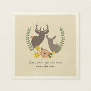 Serviettes Jetables Cerf + serviettes de Mariage Floral Orange