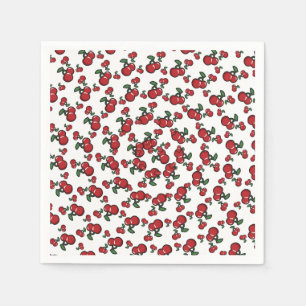 Serviettes Jetables Cerises Rouges sur Fête d'Anniversaire de Fruits M