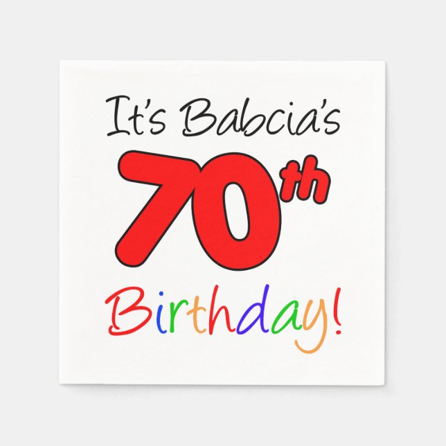 Serviettes Jetables C'est le 70ème anniversaire de Babcia serviettes d (Devant)