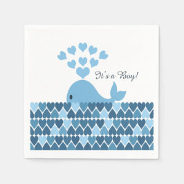 Serviettes Jetables C'est un garçon ! Baleine mignonne