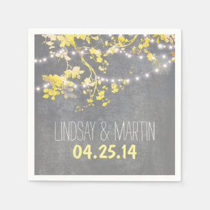 Serviettes Jetables Chaîne Lumières Branches Rustique Garden Mariage