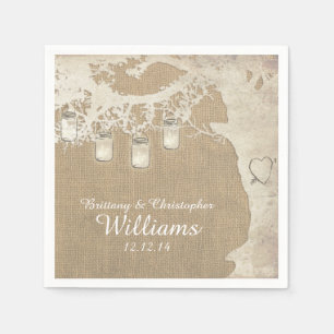 Serviettes Jetables Chaîne Mason Jar Lights Arbre Burlap Naples