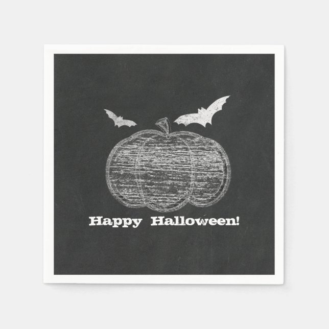 Serviettes Jetables Chalk Citrouille Chalkboard Halloween Party (Devant)