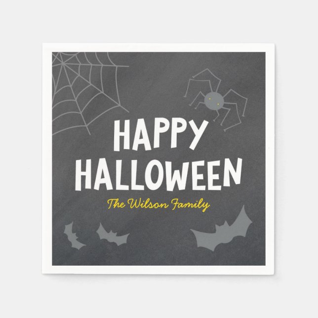 Serviettes Jetables Chalkboard Créatures conviviales Joyeux Halloween (Devant)