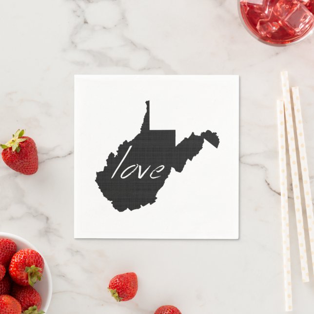 Serviettes Jetables Chalkboard en forme de Virginie-Occidentale Amour  (En situation)