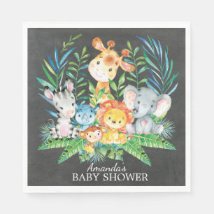 Serviettes Jetables Chalkboard Safari Jungle Baby shower papier servie