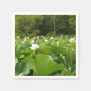 Serviettes Jetables Champ de fleurs de Lotus Jardin d'été