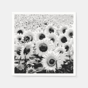 Serviettes Jetables Champ des tournesols - noir, blanc et gris