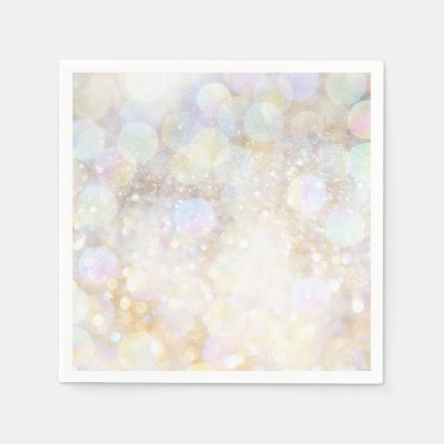 Serviettes Jetables Champagne Rainbow Bokeh Parties scintillant Glam P (Devant)