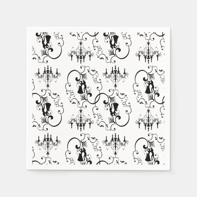 Serviettes Jetables Chandelier de danse noir blanc (Devant)