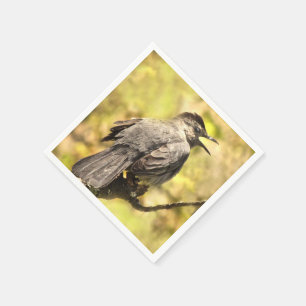 Serviettes Jetables Chanter Gris Catbird Papier Napkins
