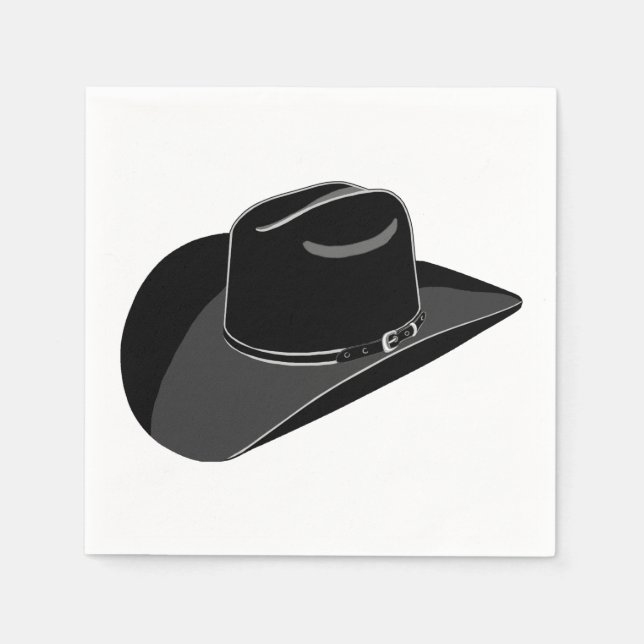Serviettes Jetables Chapeau de cowboy de campagne noir  (Devant)