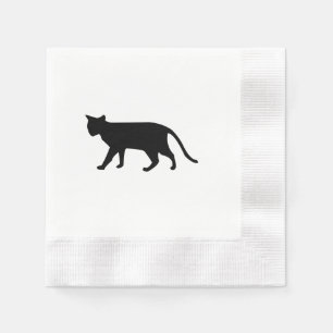 Serviettes Jetables Chat noir Silhouette Kitten Purge Meow Art simple