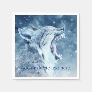 Serviettes Jetables Chat sauvage dans la neige