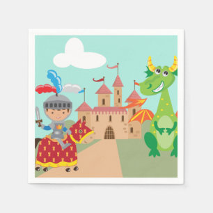 Serviettes Jetables Château et dragon de chevalier