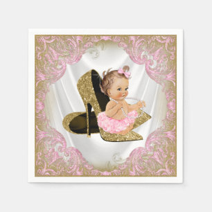 Serviettes Jetables Chaussure à talon haut en or rose Perle Fille Baby