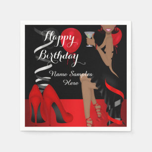 Serviettes Jetables Chaussure à talons hauts rouge et noir pour fête d