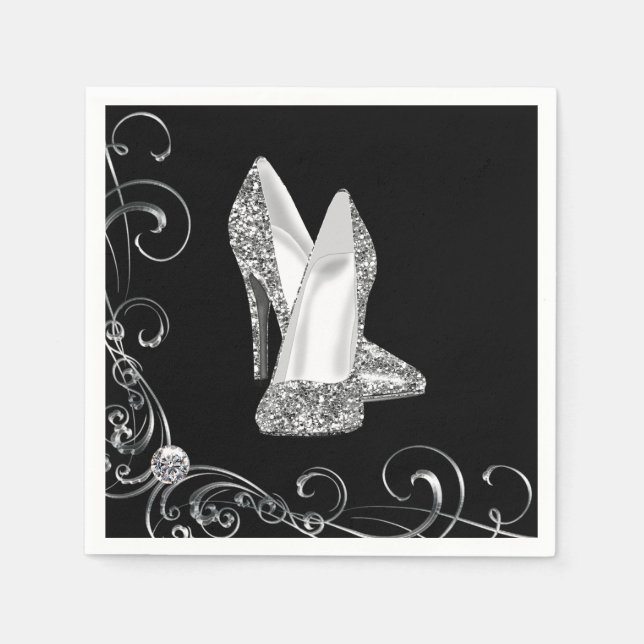 Serviettes Jetables Chaussures à talon haute Parties scintillant pour  (Devant)