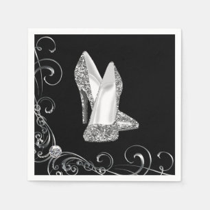Serviettes Jetables Chaussures à talons hauts scintillants en tourbill
