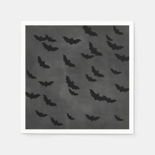 Serviettes Jetables Chauves-souris d'Halloween sur Chalkboard Napkin