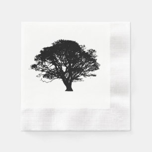 Serviettes Jetables Chêne noir gothique Silhouette Art Dessin