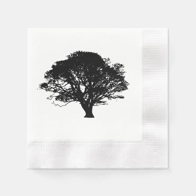 Serviettes Jetables Chêne noir gothique Silhouette Art Dessin (Devant)