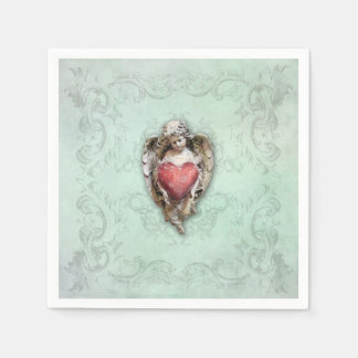 Serviettes Jetables Cherub vintage avec coeur