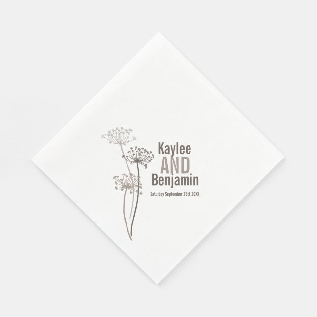 Serviettes Jetables chervil mariage / vaches persil papier brun servie (Coin)