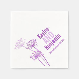 Serviettes Jetables chervil mariage / vaches persil pourpre papier ser