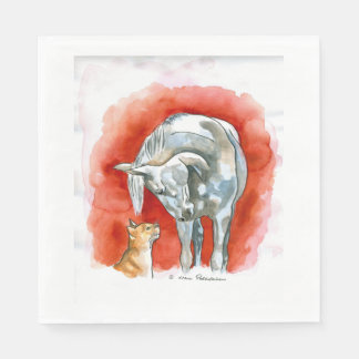 Serviettes Jetables Cheval et chat