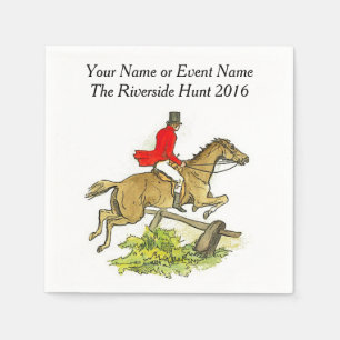 Serviettes Jetables Cheval vintage de chasse de Fox et événement de