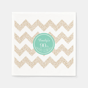 Serviettes Jetables Chevron 90e Anniversaire P Napkin Choisissez la co