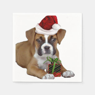 Serviettes Jetables Chiot de boxeur de Noël