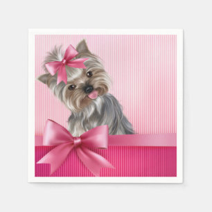 Serviettes Jetables Chiot rose de princesse Yorkie de Yorkshire