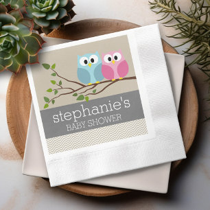 Serviettes Jetables Chouette mignonne sur Branche bébé fille ou gar